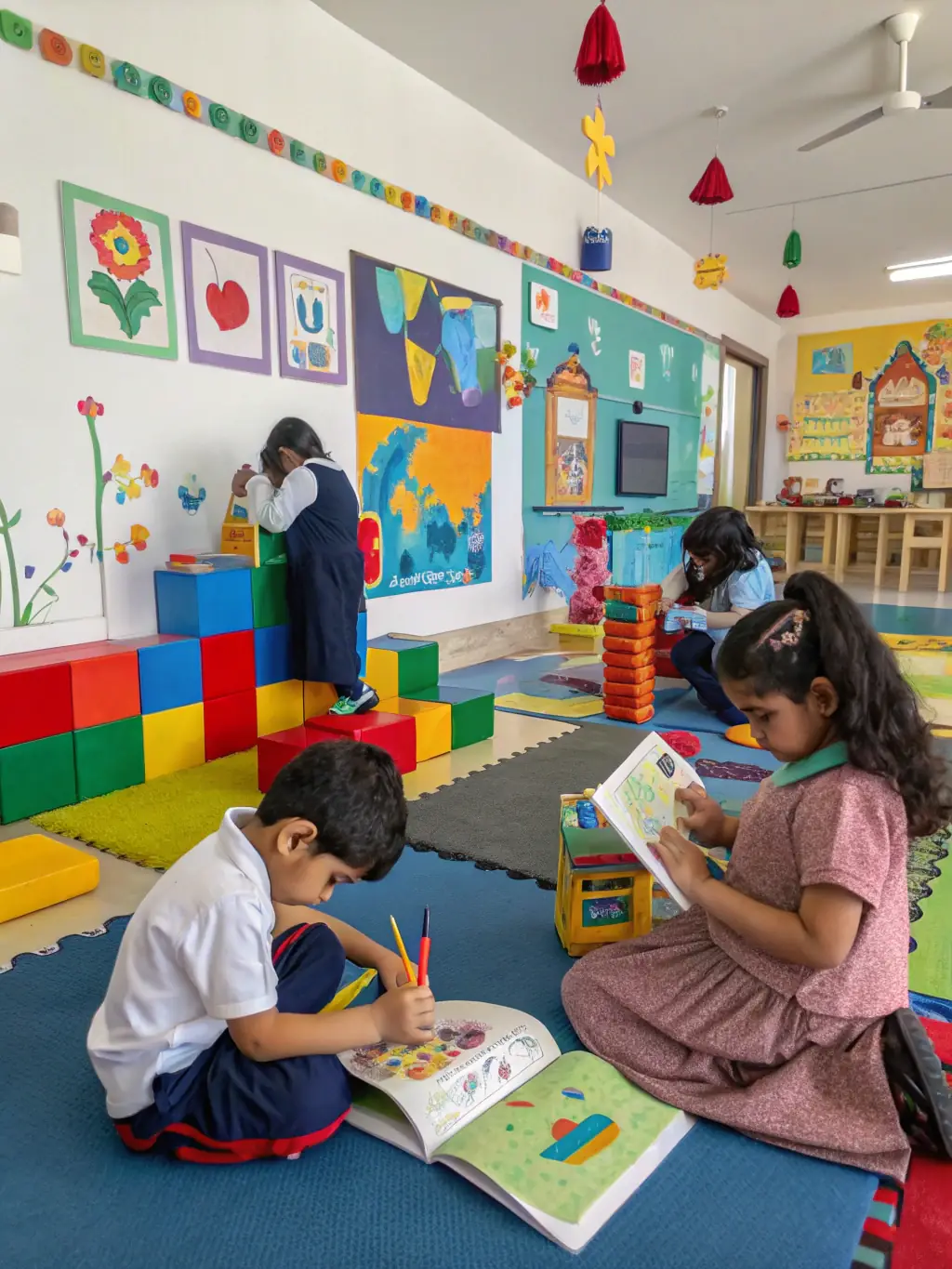 A heartwarming image of children participating in an educational workshop organized by SECTION LOCALE ORPHELINAT MUTUAL POLICE, showcasing the organization's commitment to education.