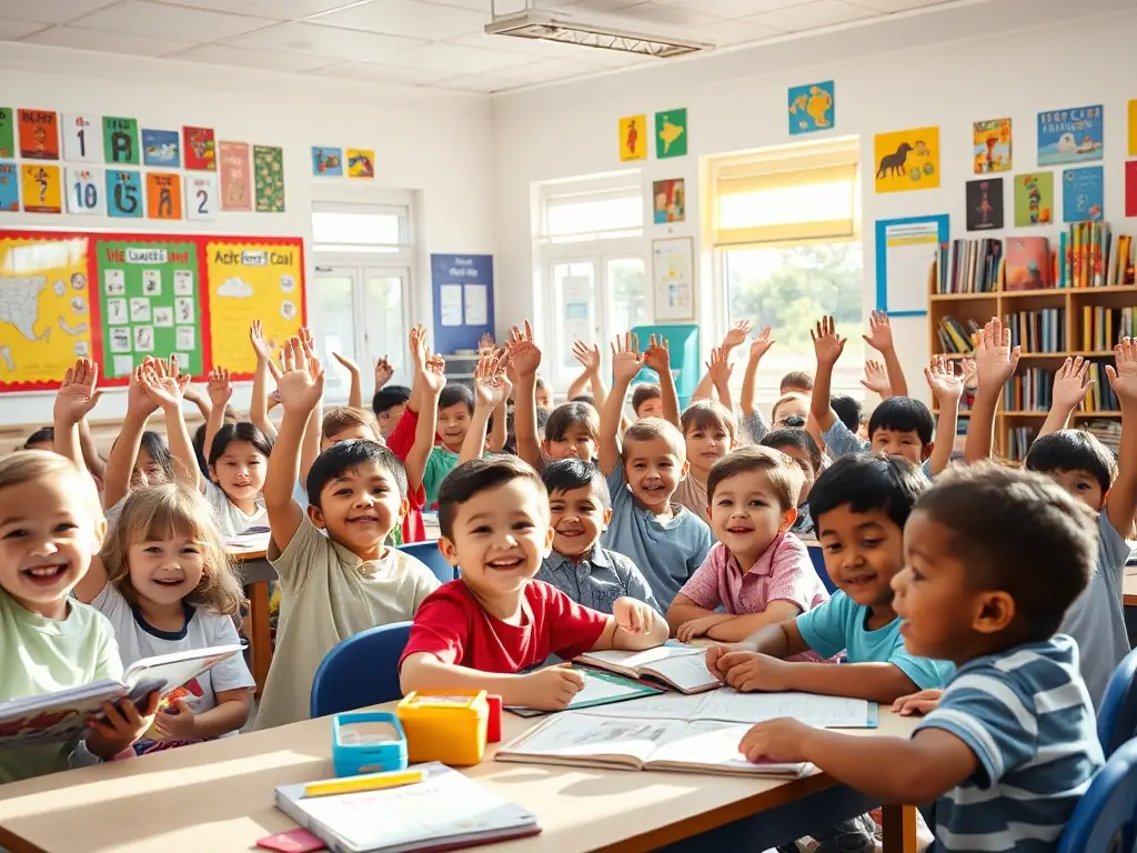 A heartwarming image depicting children participating in an educational activity, symbolizing the educational support provided by SECTION LOCALE ORPHELINAT MUTUAL POLICE.